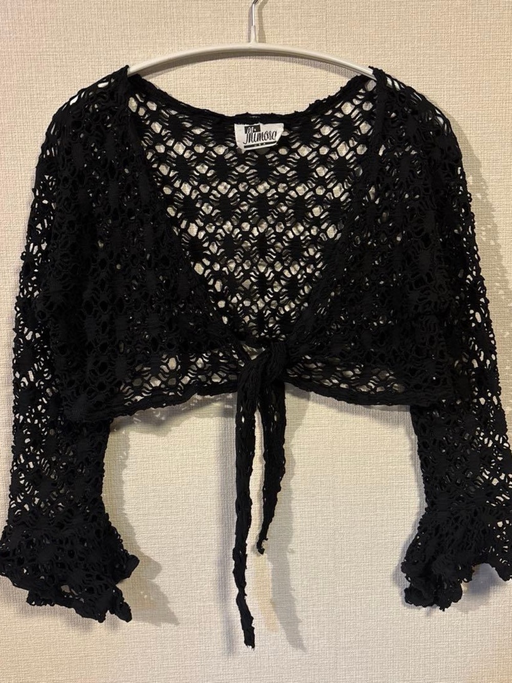 moving sale 💕 - j-fashion black crochet grunge fairy bolero tie front top